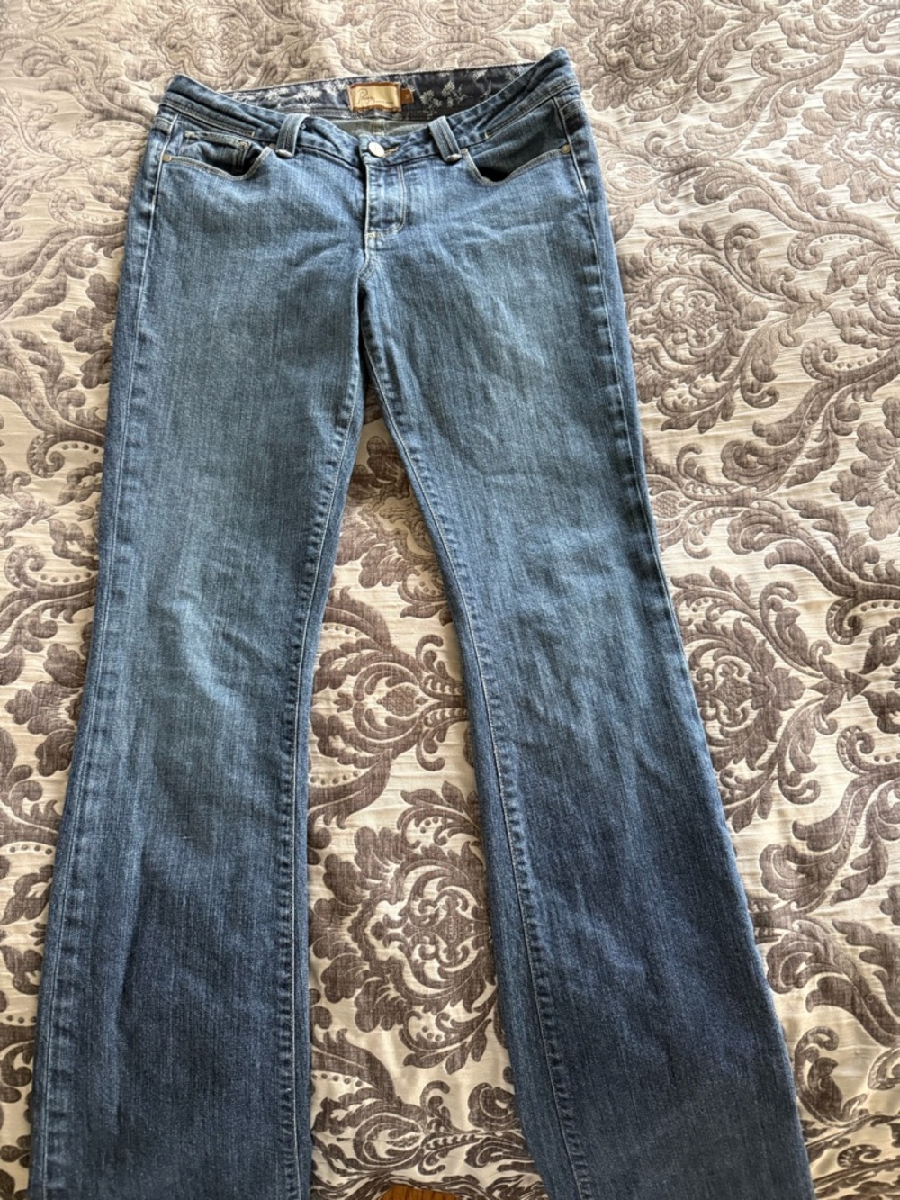 PAIGE Blue Flare Jeans with Subtle Fade